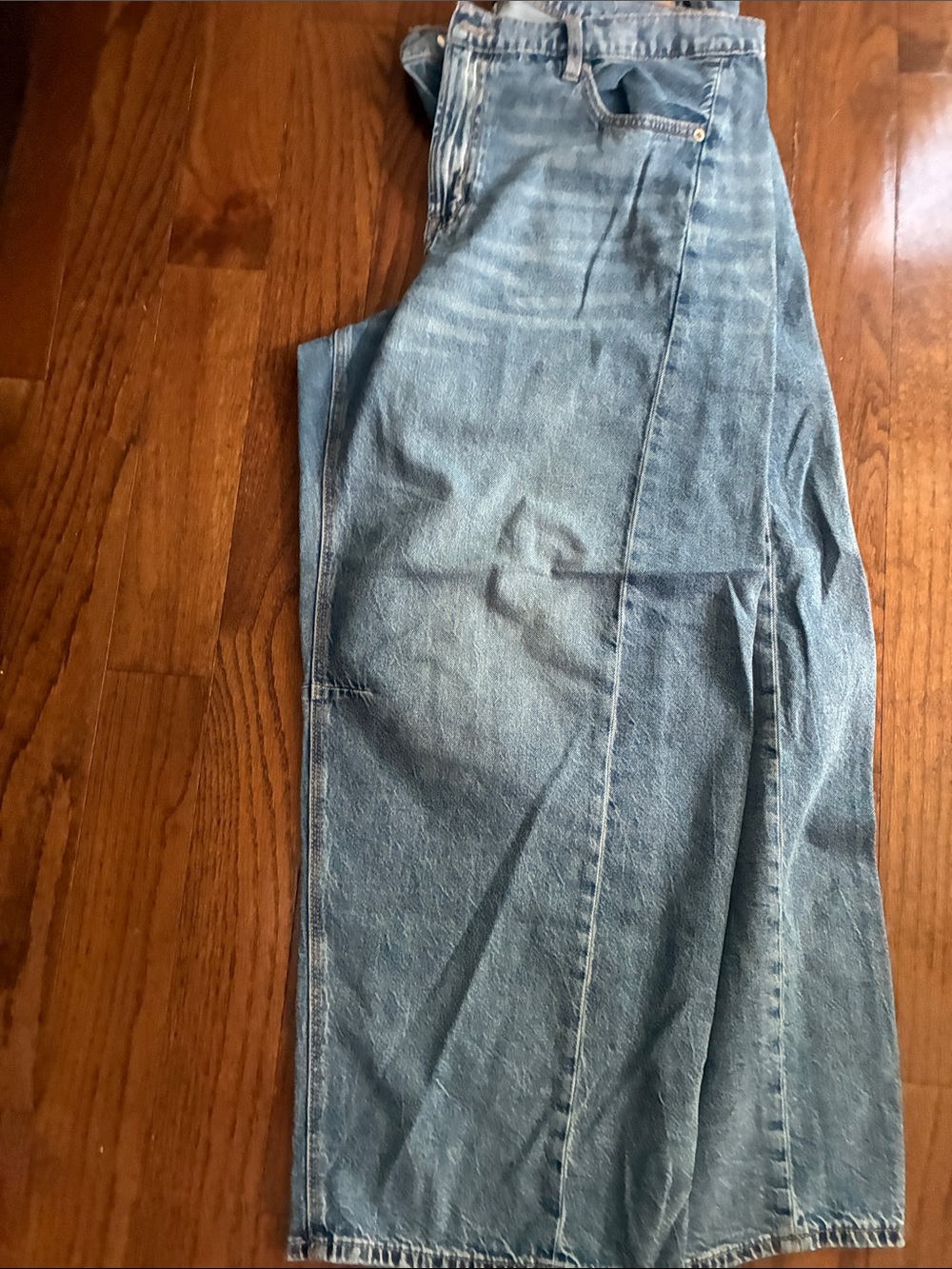 American Eagle Dreamy Drape Barrel Jeans 14 High Rise Wide Leg Denim
